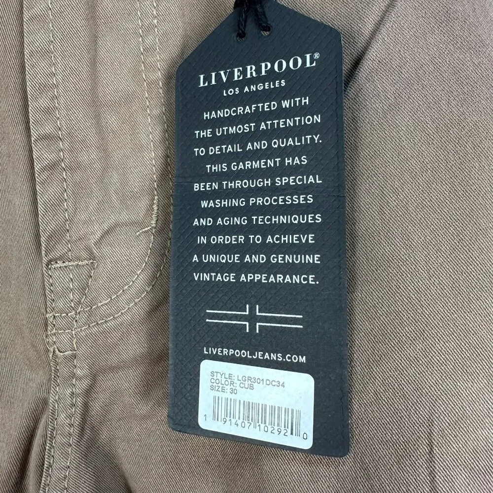 Liverpool LA Regent The Relaxed Straight Leg Twill Pant, W30‎ x L34, Cub Brown